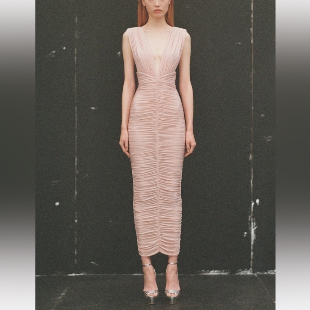 Alex Perry Chance Ruched MIDI Dress